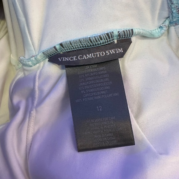 VINCE CAMUTO Women's Aqua Tropical Print Wrap Side Tie One Piece Swimsuit - Picture 8 of 8